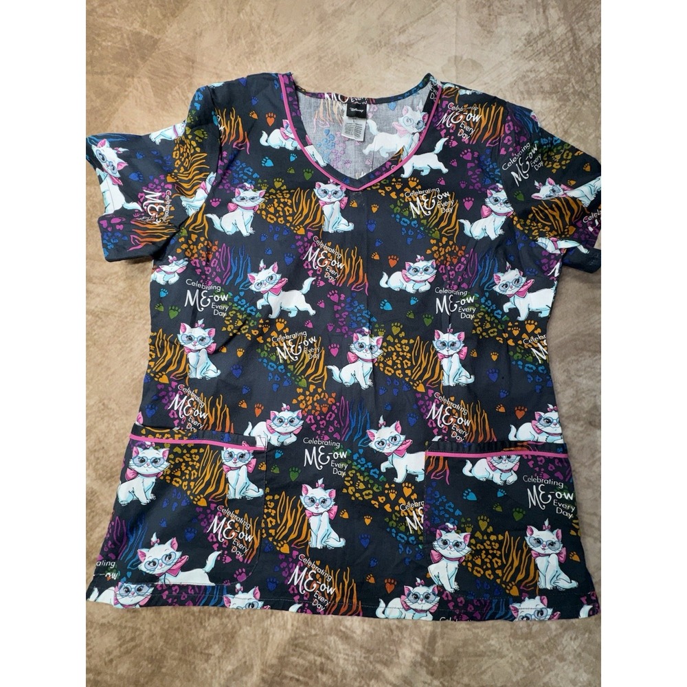 Disney Scrubs Top Celebrating Me-ow Every Day Cats Large